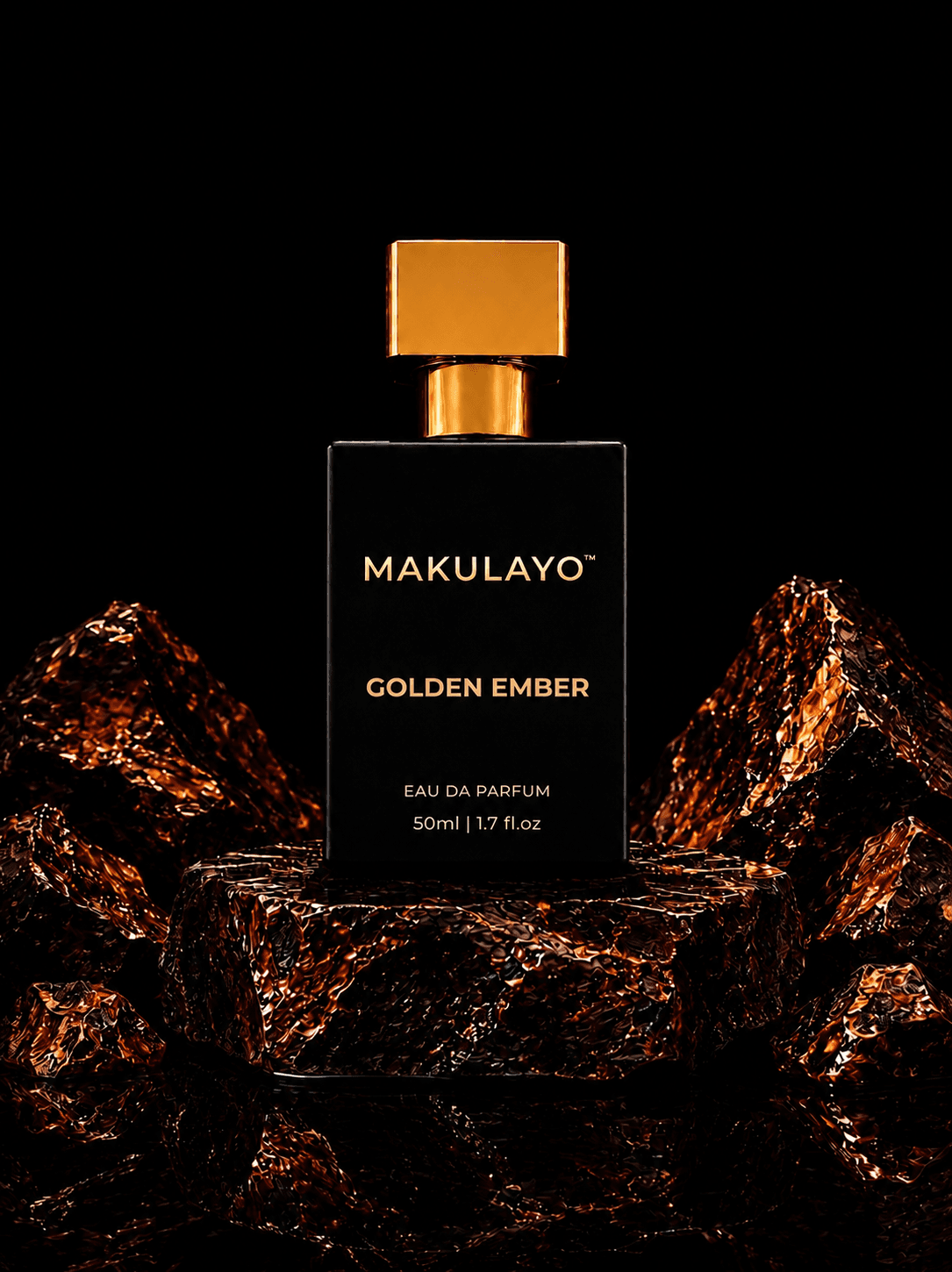 Golden Ember Eau de Parfum 50ml bottle — Amber • Gourmand • Spicy